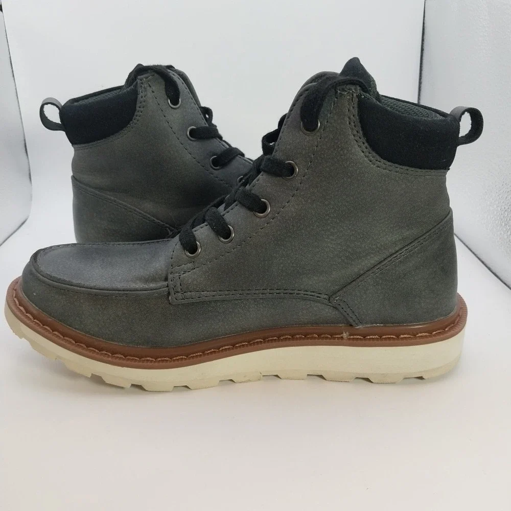 Deer Stags Julian JR Sturdy Boots Slate Gray Memory Foam Boy's Size 4M Lace Up